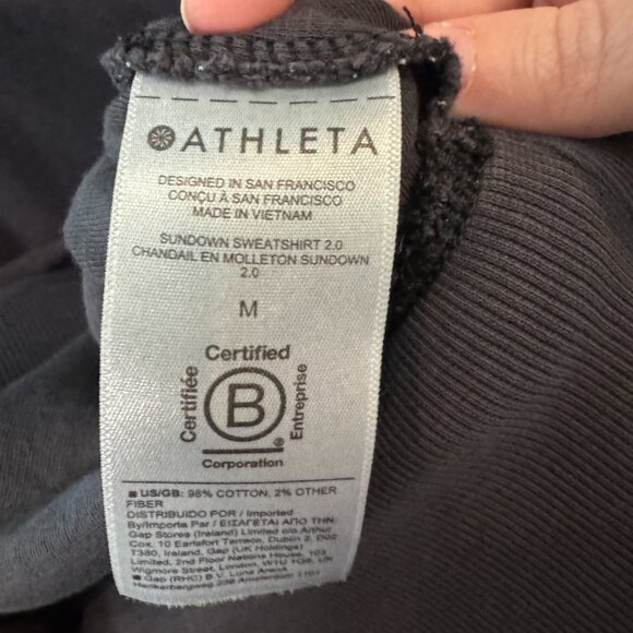 Athleta Sundown Sweatshirt 2.0 Dark Gray Medium Long Sleeve Crewneck Relaxed Fit - Picture 4 of 7